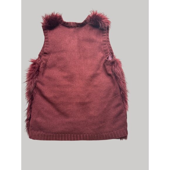 Xhilaration womens Large Faux Fur Burgundy Vest Acrylic & Polyester Blend - Picture 2 of 9